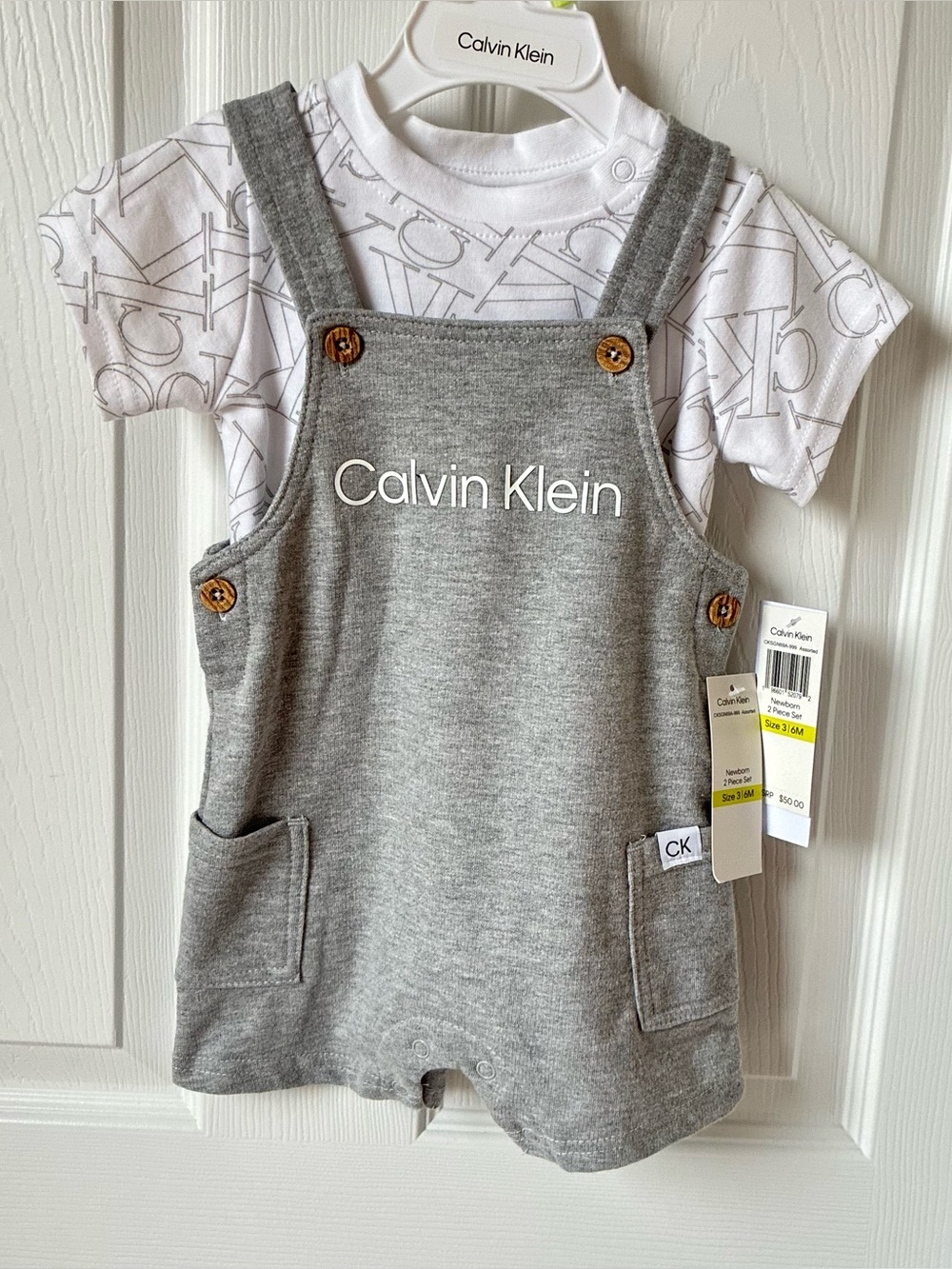 Calvin Klein White Baby Tee with Logo Print